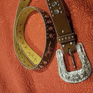 Western bling running horse belt